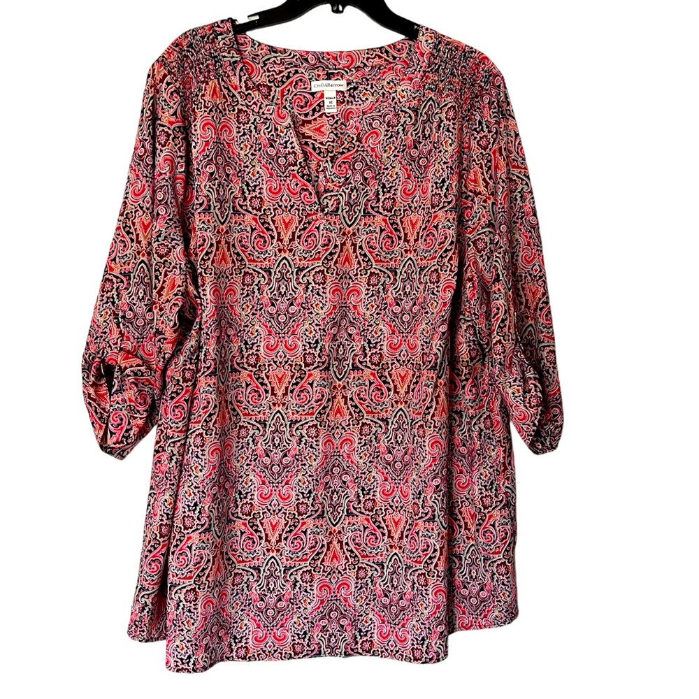 Croft&Barrow pink and navy print top 3X
